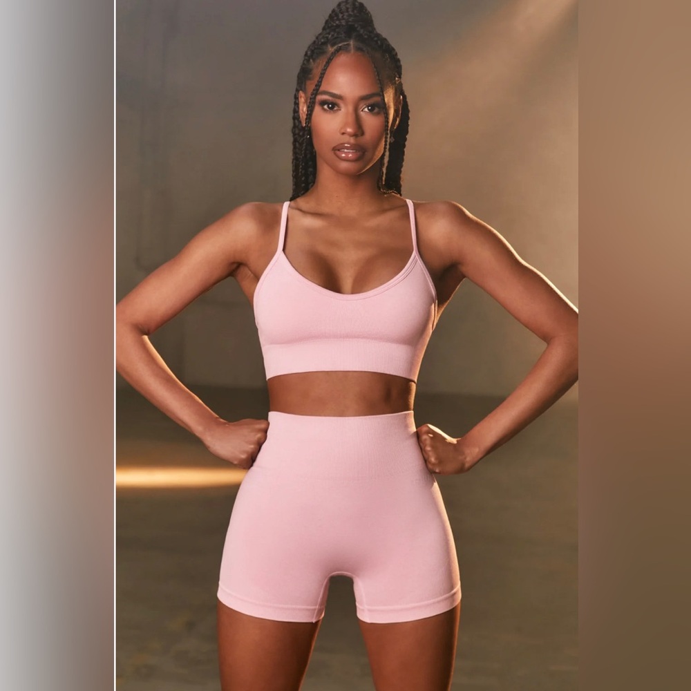 Oh Polly brand new with tags -V Neck Sports Bra with shorts in Mauve Pink